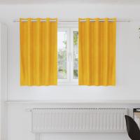 Cortinas Opacas de vidaXL con Ojales 2 pcs Amarillo Mostaza Terciopelo - details 0