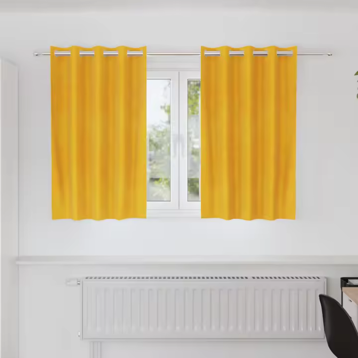 Cortinas Opacas de vidaXL con Ojales 2 pcs Amarillo Mostaza Terciopelo - 1
