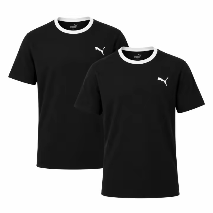 Pack de 2 camisetas de running Puma Reactive Color Block para hombre, disponibles en color Dark Denim y negro - 1