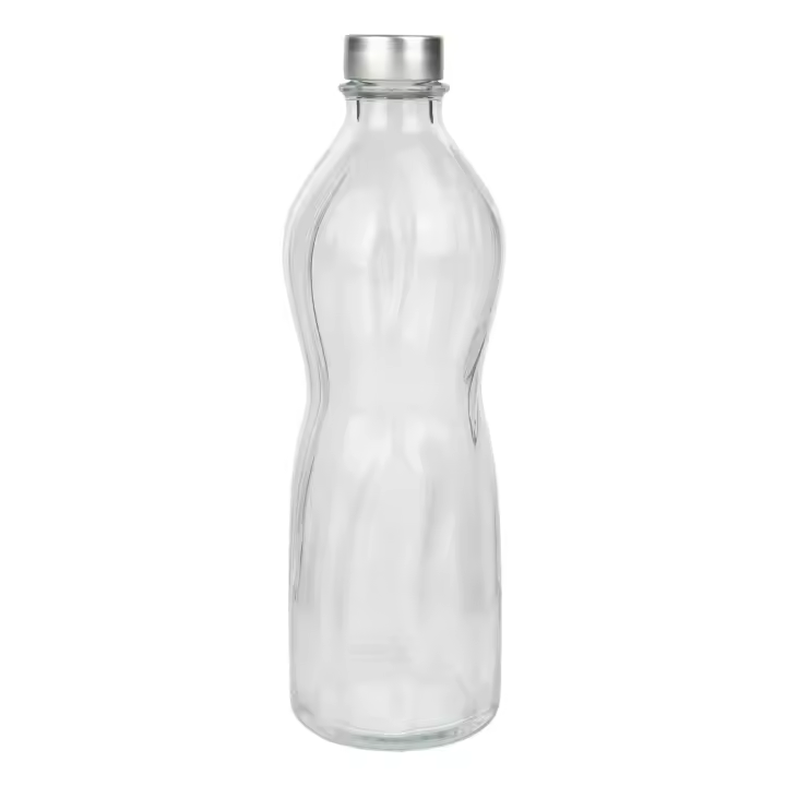 Pack de 6 Botellas de Vidrio Cofan con Tapón de Acero Inoxidable | Capacidad 1 Litro | Elegancia y Funcionalidad para Bebida - 1