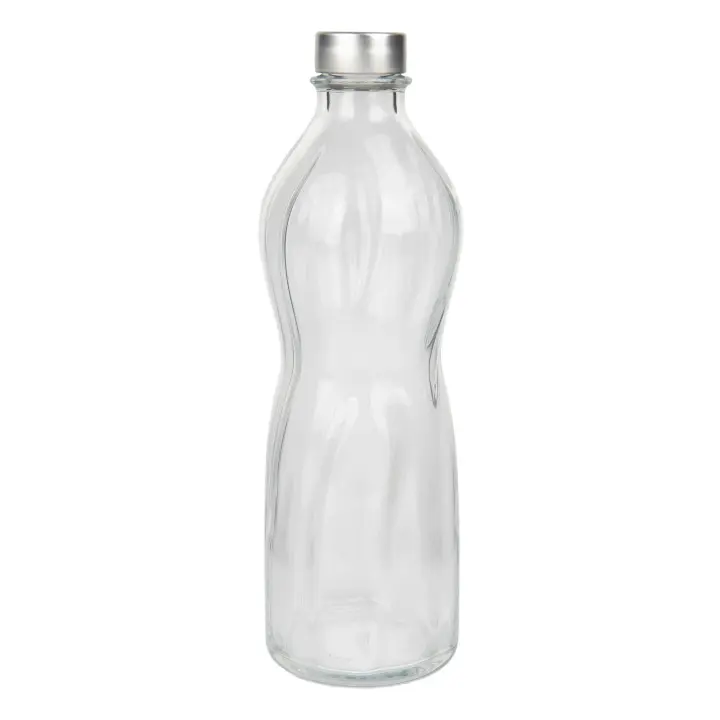 Pack de 6 Botellas de Vidrio Cofan con Tapón de Acero Inoxidable | Capacidad 1 Litro | Elegancia y Funcionalidad para Bebida - 1