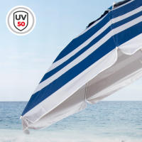 Aktive - Sombrilla de playa marinera, 210 cm, mesa central con posavasos y bolsillo, protección UV50, mástil acero inclinable y regulable en altura, tejido poliéster Oxford, 8 varillas fibra de vidrio, sombrilla playa grande, sombrillas de playa - details 2