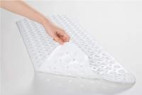 Alfombra de baño antideslizante, resistente al moho, extra larga, antibacteriano, BPA, ftalato de látex, lavable a máquina, ideal para niños, 39x16 (blanco) - details 0