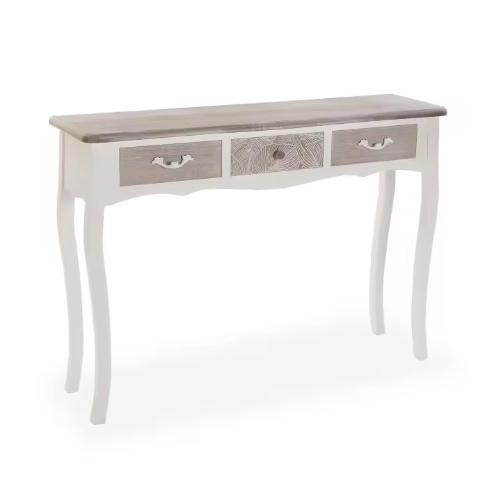 VERSA -  Mesa de entrada tropical , en madera con 3 cajones y unas medidas de 109x30x79 cm - 1