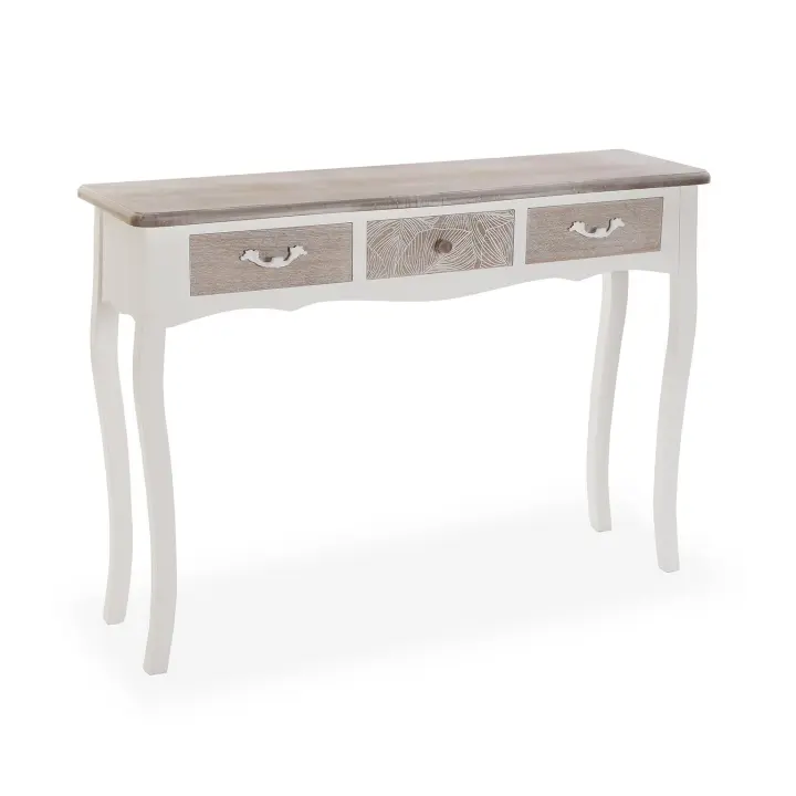 VERSA -  Mesa de entrada tropical , en madera con 3 cajones y unas medidas de 109x30x79 cm - 1