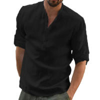 Camisa Casual Para Hombre Algodón Y Lino Suelta Manga Larga Primavera Otoño Camisa Elegante Cómoda Para Diario - details 7