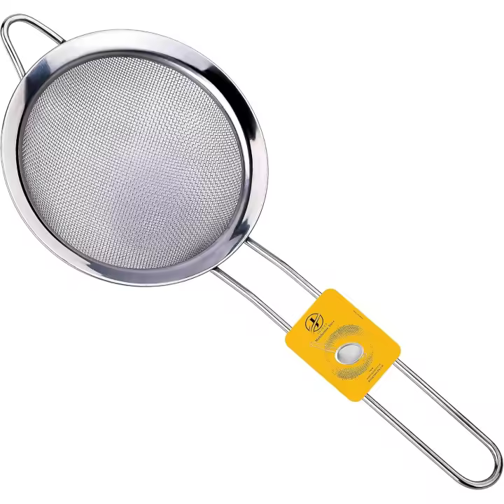 Colador de 28,5 cm microperforado de acero inoxidable de primera calidad con asas y base grandes, colador resistente para fideos y escurridor de pasta, V - 1