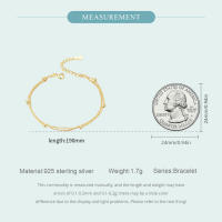 Pulsera De Enlaces De Bolas Doble Capa Para Mujer Plata De Ley 925 Ajustable Simplicidad Joyería De Fiesta Regalo De Cumpleaños - details 4