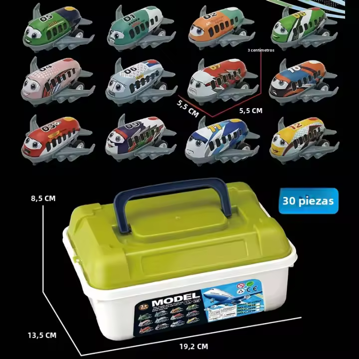 Juego De Modelos De Coche De Carreras Con Caja De Almacenamiento Vehículo De Inercia Avión De Retroceso Para Niños Juguetes Deslizantes Para Niños Regalo Para Niños - 1