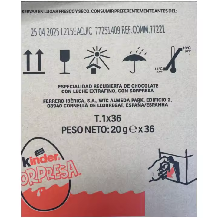 Kinder Sorpresa huevos de chocolate estuche de 36 unidades - 1