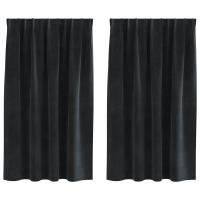 Cortinas Opacas vidaXL con Cinta Superior 2 pcs de Terciopelo Negro - details 1