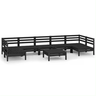 VIDAXL 3083413 set de 8 piezas para exterior fabricado en madera de pino maciza con acabado en color negro vida xl - 1