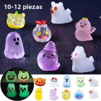 10-12pcs Decoraciones De Halloween Luminosas Calabaza Fantasma Micro Paisaje Resina Figuras De Fantasma Estatua Decoración De Escritorio Regalos Para Fiesta - details 0