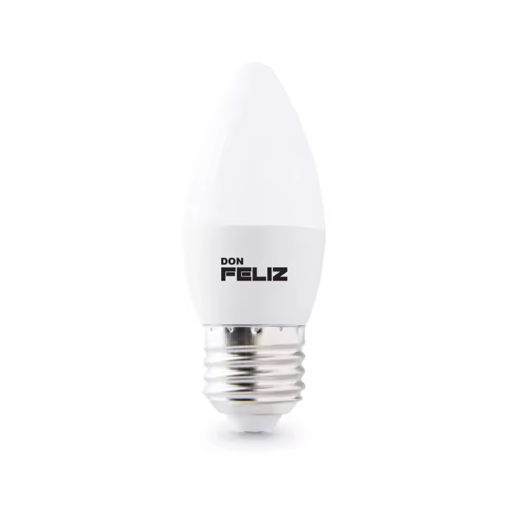 6 uds. Bombilla Led C37 forma de vela 3W/5W/6W/7W/8W/9W, luz blanca/fria y amarilla/luz calida 6500K y 3000K, casquillo grande E27, pack de 6 uds, Don Feliz - 1