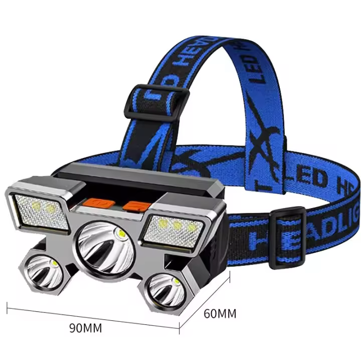 Linterna Frontal Recargable USB Con 5 LED Batería Integrada Torcha Luz De Trabajo Portátil Para Pesca Y Camping - 1