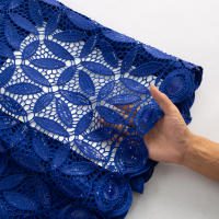 Tela De Encaje Africano Guipure Con Lentejuelas Soluble En Agua Para Mujer Vestidos De Boda Y Fiesta TY3607 100% Poliéster 120CM - details 5
