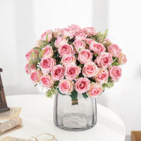 Ramo De Flores Artificiales Rosas Blancas De Seda Para Decoración De Fiesta Navidad Boda Jardín Exterior Sala De Estar Vaso Regalo Familiar - details 8