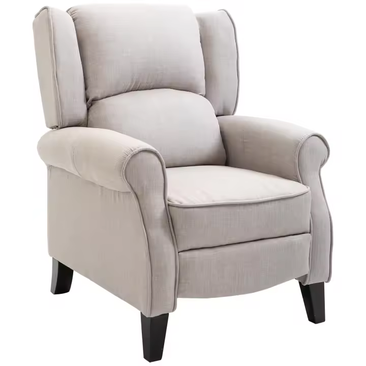 HOMCOM Sillón Relax con Reclinación Manual hasta 160° con Reposapiés Retráctil Esponja de Densidad Tapizado en Arpillera 77x88x102cm - 1