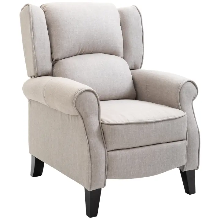 HOMCOM Sillón Relax con Reclinación Manual hasta 160° con Reposapiés Retráctil Esponja de Densidad Tapizado en Arpillera 77x88x102cm - 1