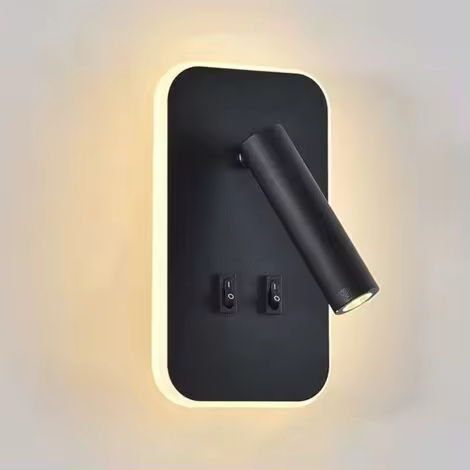 Aplique LED - Luz de lectura junto a la cama con iluminación ambiental ajustable (negro) - 1