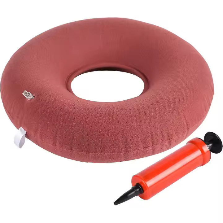 Butt Donut almohada para sufrimiento de coxis y hemmoroides y heridas de Cama-Fundas de asiento de 14 pulgadas para aliviar la presión-Donut inflable a posparo - 1