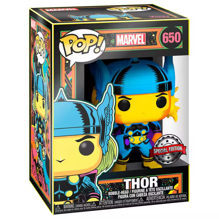 Figura Pop Marvel Thor Black Light Exclusive-Figura de Vinilo Coleccionable - Idea de Regalo- Mercancia Oficial - Juguetes para Niños y Adultos - Movies Fans - Muñeco para Coleccionistas y Exposición - 1