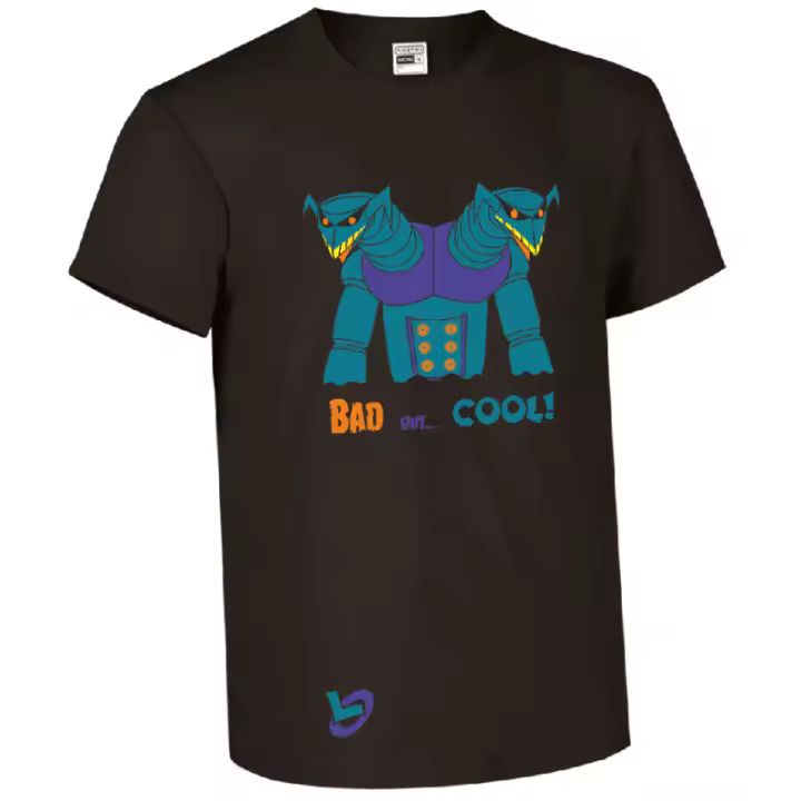 LOGOTIZATE - CAMISETA VINTAGE MONSTRUO MECÁNICO - Personaje de la popular serie de Mazinger Z - Diseño único de Doublas M2 con el texto Bad but Cool - Unisex - Color Negro - Manga Corta - 100% algodón - Cuello redondo - Máxima calidad - 1