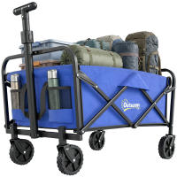 Outsunny Carro Playa con Ruedas Carro de Jardín Plegable con Asa Telescópica Ajustable 2 Bolsas de Almacenaje Carga 100 kg Carrito Transporte para Todo Terreno Jardín Campaña Compra Azul - details 0