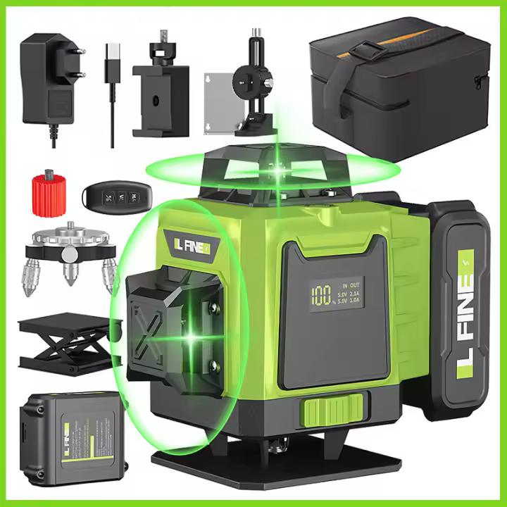 16 Lines 4D Laser Level 360°Self-leveling Horizontal and Vertical Cross Super Powerful Green Laser Beams 4800mAh Laser Level - 1