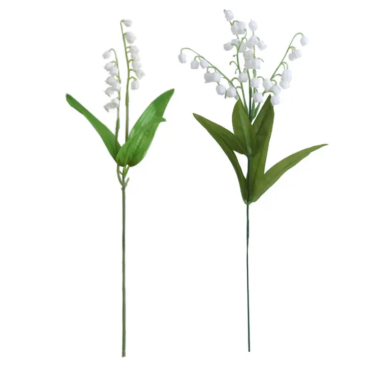 12 Tallos de Flores Artificiales de Lirio DE LOS Valles, Flores de plástico, para el hogar, El Jardín, La Fiesta, la decoración de Bodas, el exterior, La Novia, el Branch de Novia (Blanco) - 1