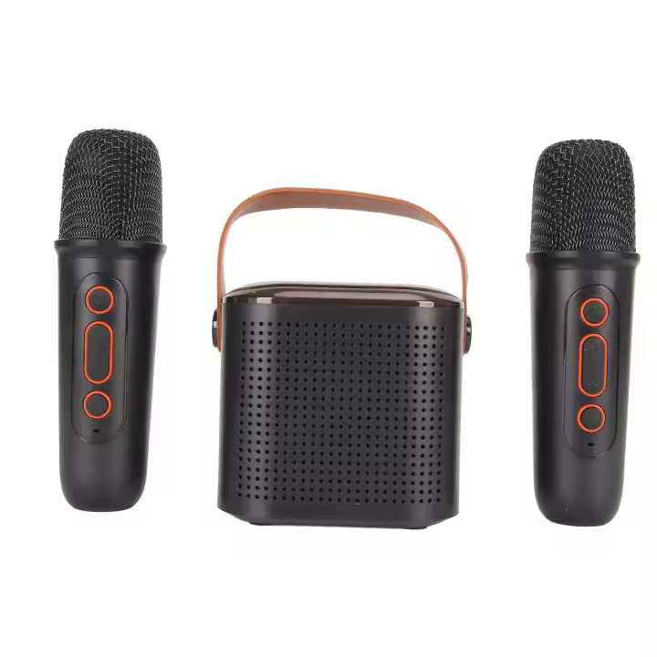 Sistema de altavoces de karaoke Bluetooth portátil con 2 efectos de Luz LED de micrófonos inalámatricos - 1
