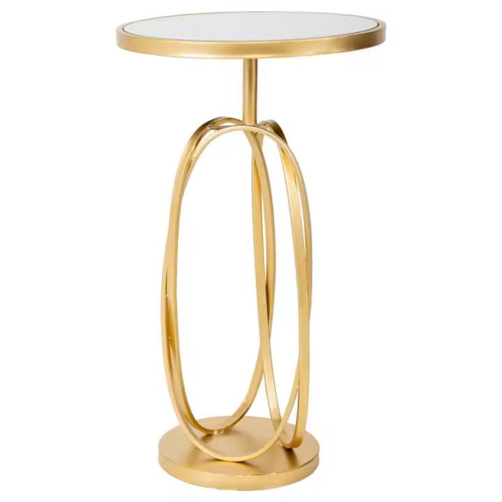WANDERLUST DECO Mesa auxiliar de metal dorado con superficie de cristal d35,5x61h cm - 1