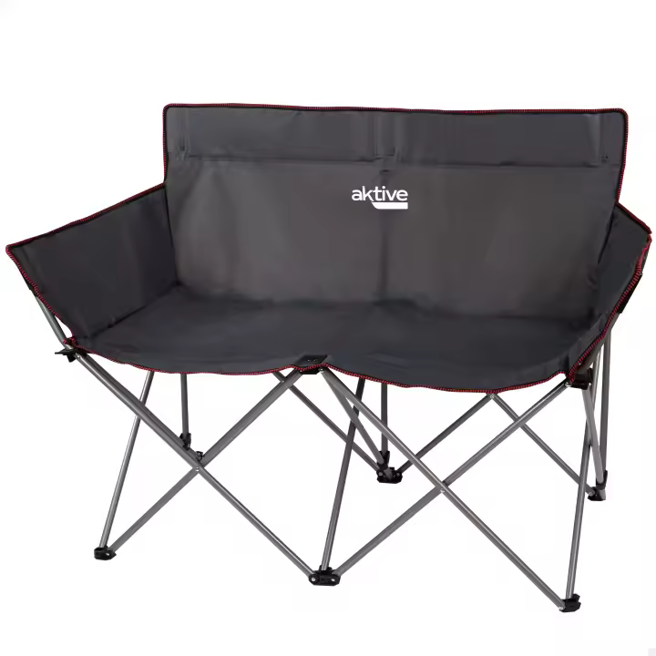 Aktive - Sofá plegable camping para 2 personas, 107x63x88 cm, fabricado de acero y polietileno, con topes para terrenos blandos, máx. 220 kg (110 kg cada asiento), incluye funda, sofás plegables, accesorios camping - 1