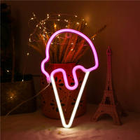Luz LED De Cono De Helado Adorable Neón Decoración De Pared Para Habitación Kawaii Regalo De Navidad Para Bebé Luz Nocturna De Dibujos Animados - details 0