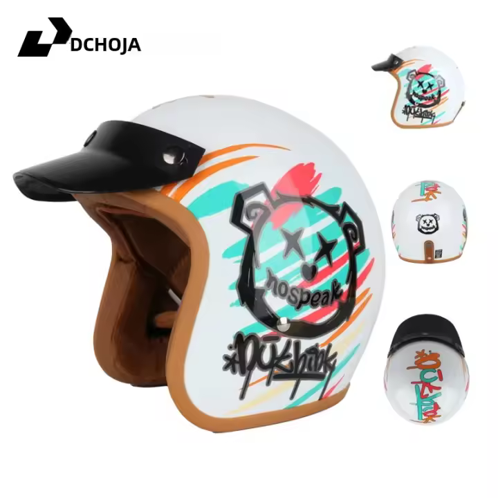 Casco De Motocicleta Retro UCHOOSE De Cuero PU Para Bicicleta Estilo Chopper Clásico Y Vintage Abierta 3/4 Unisex - 1