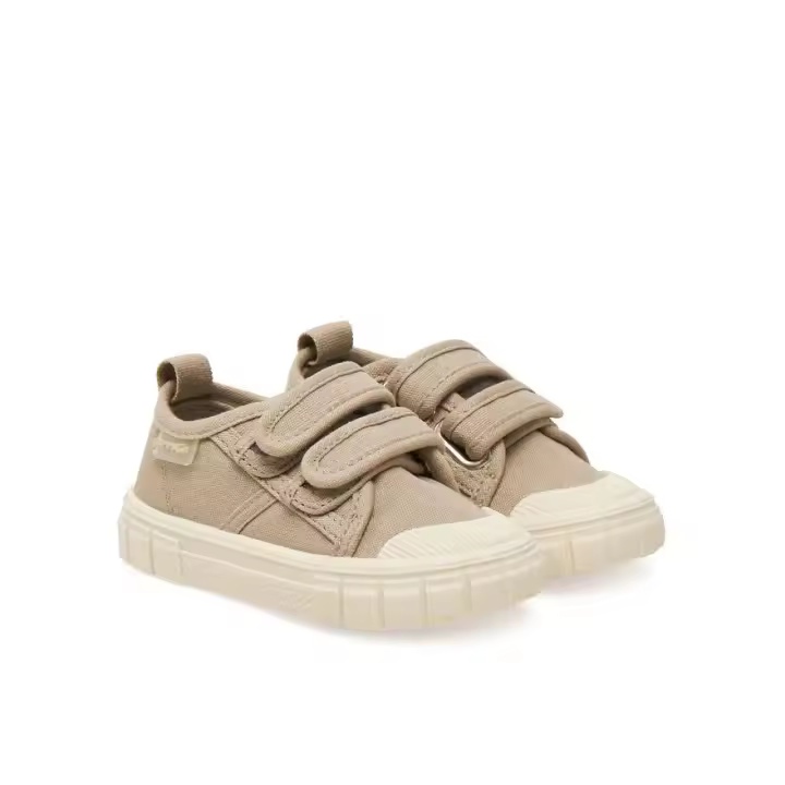 Garvalín Barefoot zapatillas deportivas de lona respetuosas con velcro color crudo mod. 252381-C663 - 1