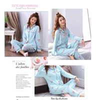 Conjunto De Pijamas Para Mujer De Cuatro Estaciones Con Cuello En V Y Pantalones Largos Estampado a Cuadros Y Rayas 2 Piezas Ropa De Dormir Casual - details 10