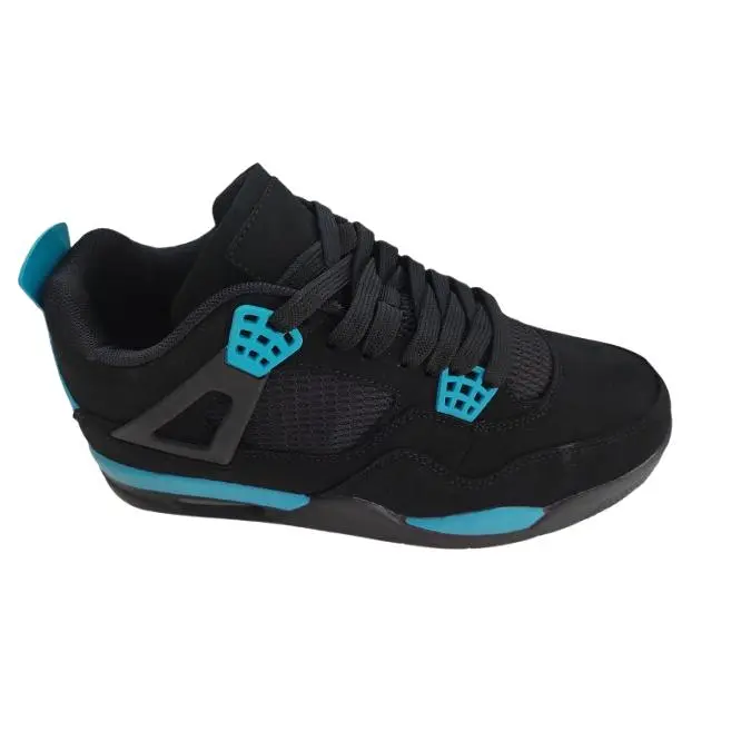 Mº 2 DEPORTIVA TIPO BASKETBALL EN NEGRO Y AZUL EN CUERO SINTENTICO ATADO CON CORDONERA MUY COMODAS - 1