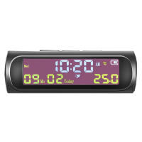 Reloj Digital Para Coche AN01 Con Fecha Día Temporada Y Temperatura Interna Medidor De Voltaje Recargable Con Solares - details 3