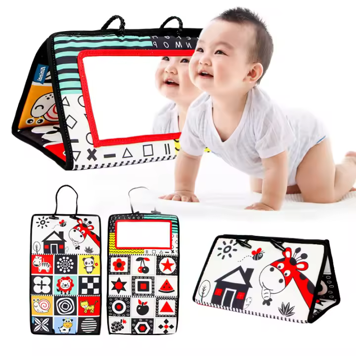 Espejo De Piso Para Bebés En Blanco Y Negro Juguete Sensorial Para Tiempo De Abdomen Desarrollo Montessori Juguete Para Crawl 6-12 Meses - 1