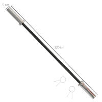 SPORTNOW Barra de Pesas de Acero 120 cm Barra Curl EZ Ø50 mm con 2 Presillas Carga 100 kg Barra Olímpica para los Discos de Ø5 cm Entrenamiento en Gimnasio Casa Negro y Plata - details 2