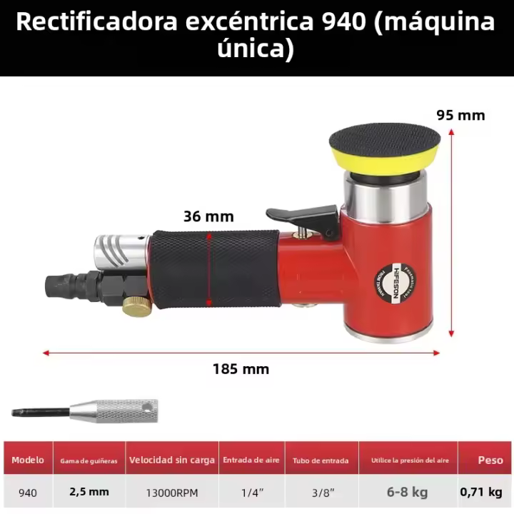 HIFESON Máquina De Pulido Y Gruñido Pneumático Eccentrico 90° Para Metal Y Madera Herramientas Motorizadas Para Pulir Coche Set De Polidor De Alta Calidad Para DIY En El Hogar - 1