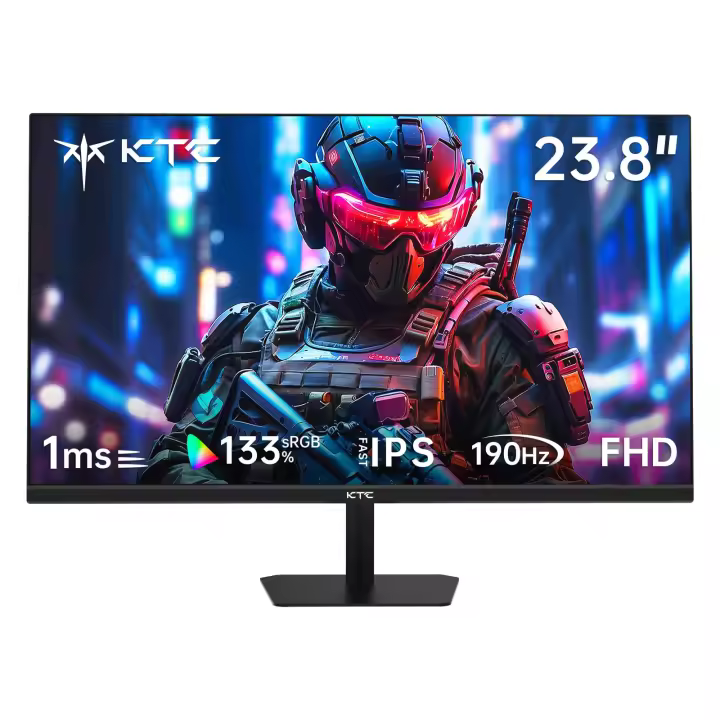 KTC Monitor Gaming de 24 Pulgadas, Fast IPS 190Hz, 1ms, 1080P FHD 1920 x 1080, Free Sync & G-Sync, 133% sRGB, HDR10, reducción de luz Azul, VESA, 2 x HDMI2.0, 2 x DP1.4, H24F8 - 1