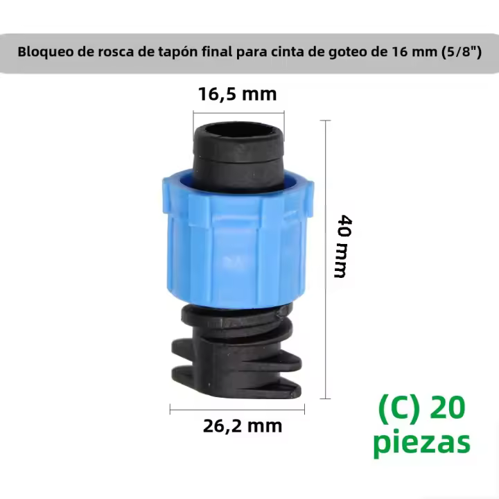 Conector De Inserción De Riego Por Goteo 20pcs 16mm 5/8 Con Encaje Y Tee Final Engrosado Plástico ABS Para Jardín Agricultura Ahorro De Agua - 1
