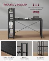 Escritorio con Estantes Ajustables a Derecha o Izquierda - Mesa de Ordenador para Oficina en Casa o Estudio, Fácil Montaje, Negro Ébano o Marrón Rústico, 137 cm de largo - details 11