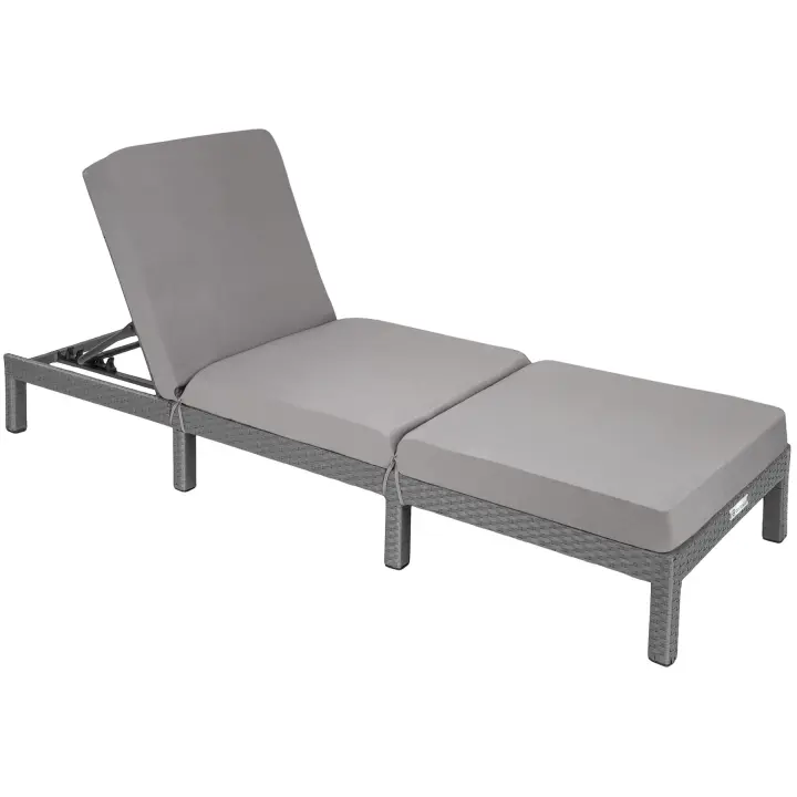 Tectake - Tumbona de poliratán SOFÍA, Fácil de limpiar, Diseño muy bonito y elegante, Respaldo ajustable en 6 posiciones - 1