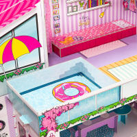 Barbie Casa de muñecas juguete, Dreamhouse, 2 plantas, estructura y muebles de cartón para montar, incluye muñeca, instrucciones de montaje, mide 79x38x70 cm, +4 años - details 3