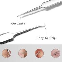 Set Profesional De 3 Piezas Para Eliminar Blackheads Y Acne Con Pinzas Precisión Extractor De Puntos Negros Y Extracción De Acne - details 0
