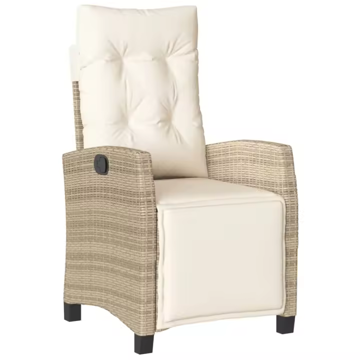 vidaXL Sillón reclinable de jardín con reposapiés ratán PE - 1