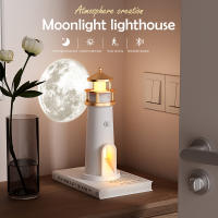 Lámpara De Noche Bluetooth En Forma De Faro Blanco Proyección De Luna Con Sensor Y Música Dimmable Decorativa Para Escritorio - details 3